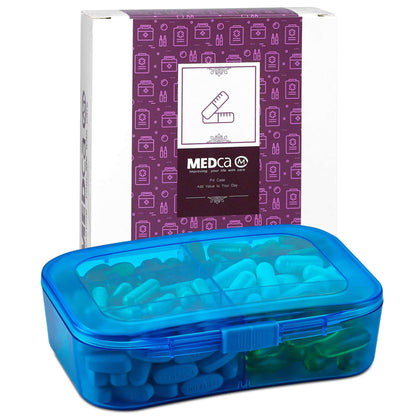 Vitamin Organizer - Travel Pill Organizer Box & 6 Compartment Daily Medicine Case Container for Organizing Your Pills, M