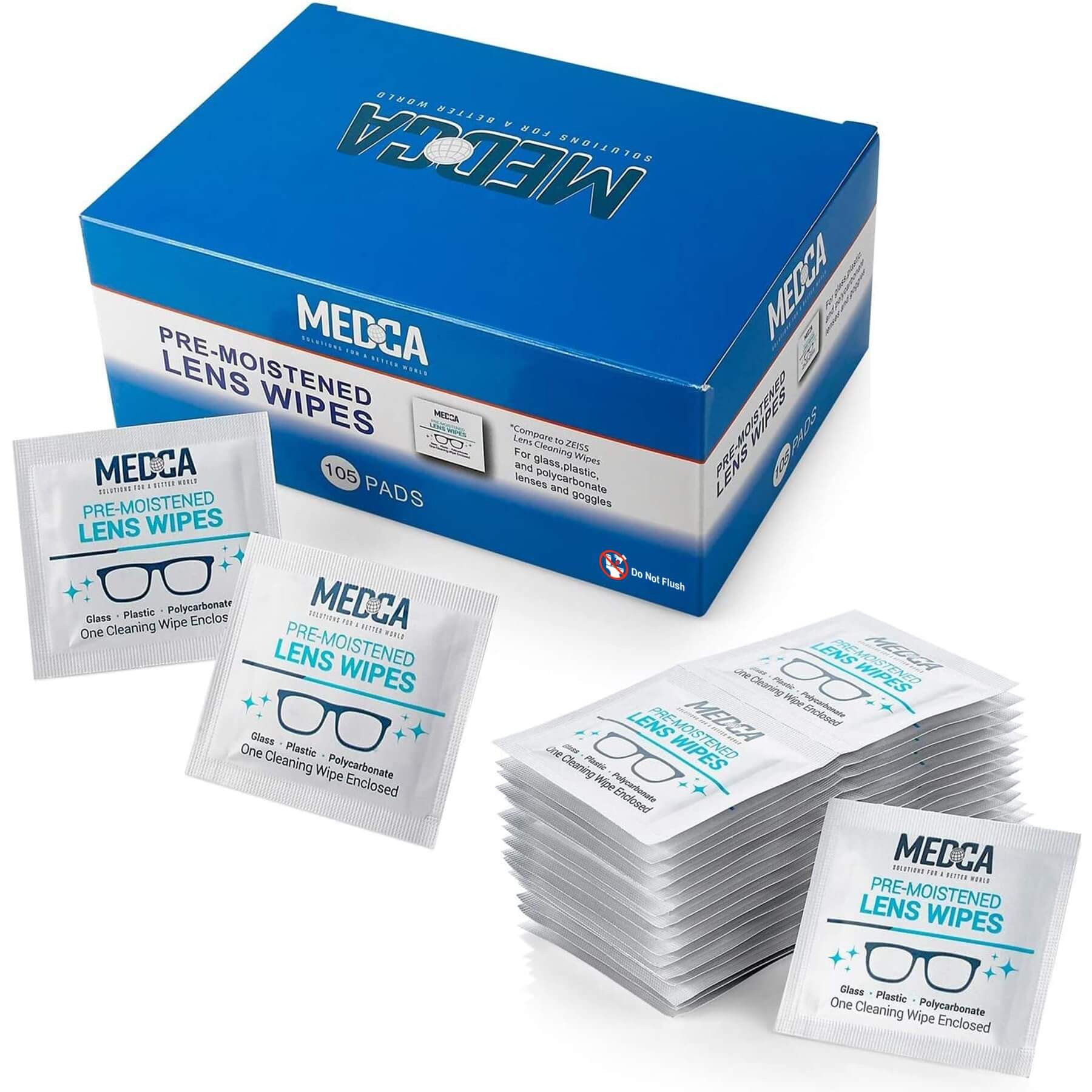 Lens Cleaning Wipes - [105 Pack] Pre Moistened Cleansing Cloths and Individually Wrapped Eyeglass Cleaner Wipe Pads for 