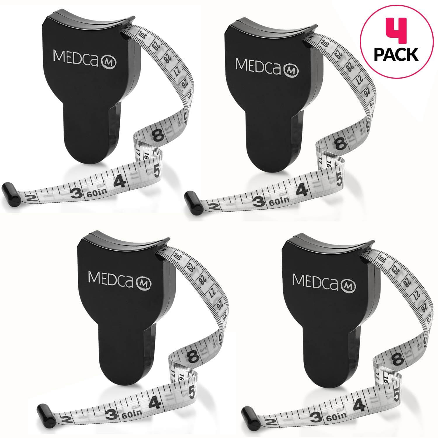 Body Tape Measure - (4 Pack) Measuring Tapes for Body and Fat Weight Monitors, (Inches & Cm) Retractable Ruler for Accur