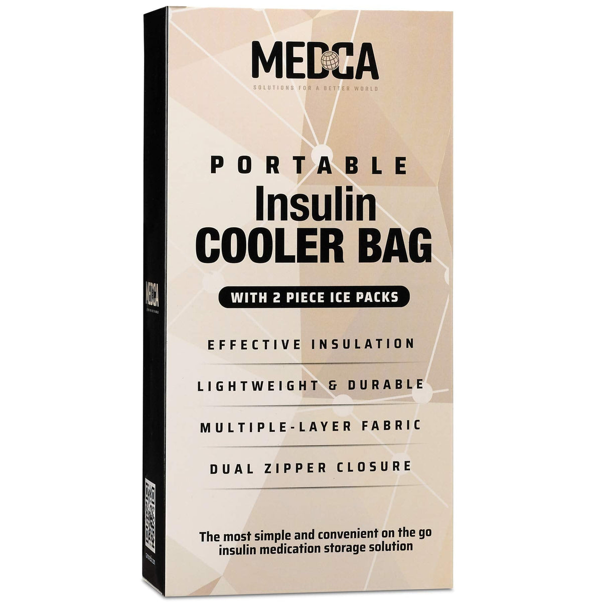 Insulin Cooler Travel Case - Insulated Portable Diabetic Pouch with 2 Gel Ice Packs - Reusable Lightweight & Durable Organizer Bag Cooler for Medications Diabetes Pen, and Supplies, (Black & Tan)