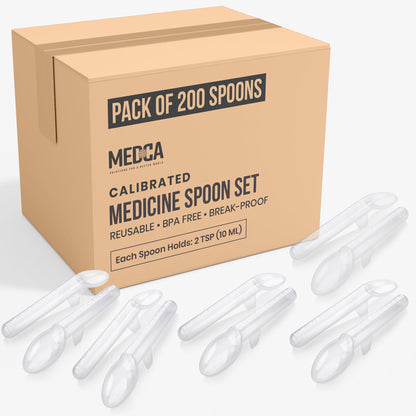 Calibrated Medicine Spoon for Kids, Baby & Toddler - (Pack of 200 Bulk) - 2 Tsp/10 mL Capacity Plastic Oral Liquid Dose 