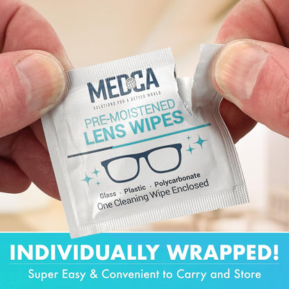 Lens Cleaning Wipes - [105 Pack] Pre Moistened Cleansing Cloths and Individually Wrapped Eyeglass Cleaner Wipe Pads for Phones, Tablet Screens, Helps Clean Cameras, Electronics, Photo Lens and Optics
