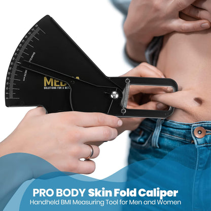 Pro Skinfold Caliper and Body Measurement Tape - Precision Body Fat Tool Plus BMI Chart - Accurately Measure and Gauge Body Fat Help Track Weight Loss and Achieve Fitness Goals for Men and Women