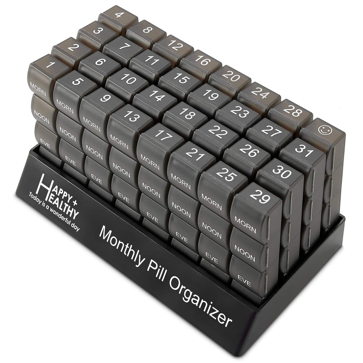 Month Pill Box Organizer - 4 Times-a-Day Morning-Noon-Evening-Night - Large 32 Daily Pill Cases with Compartments for Vi