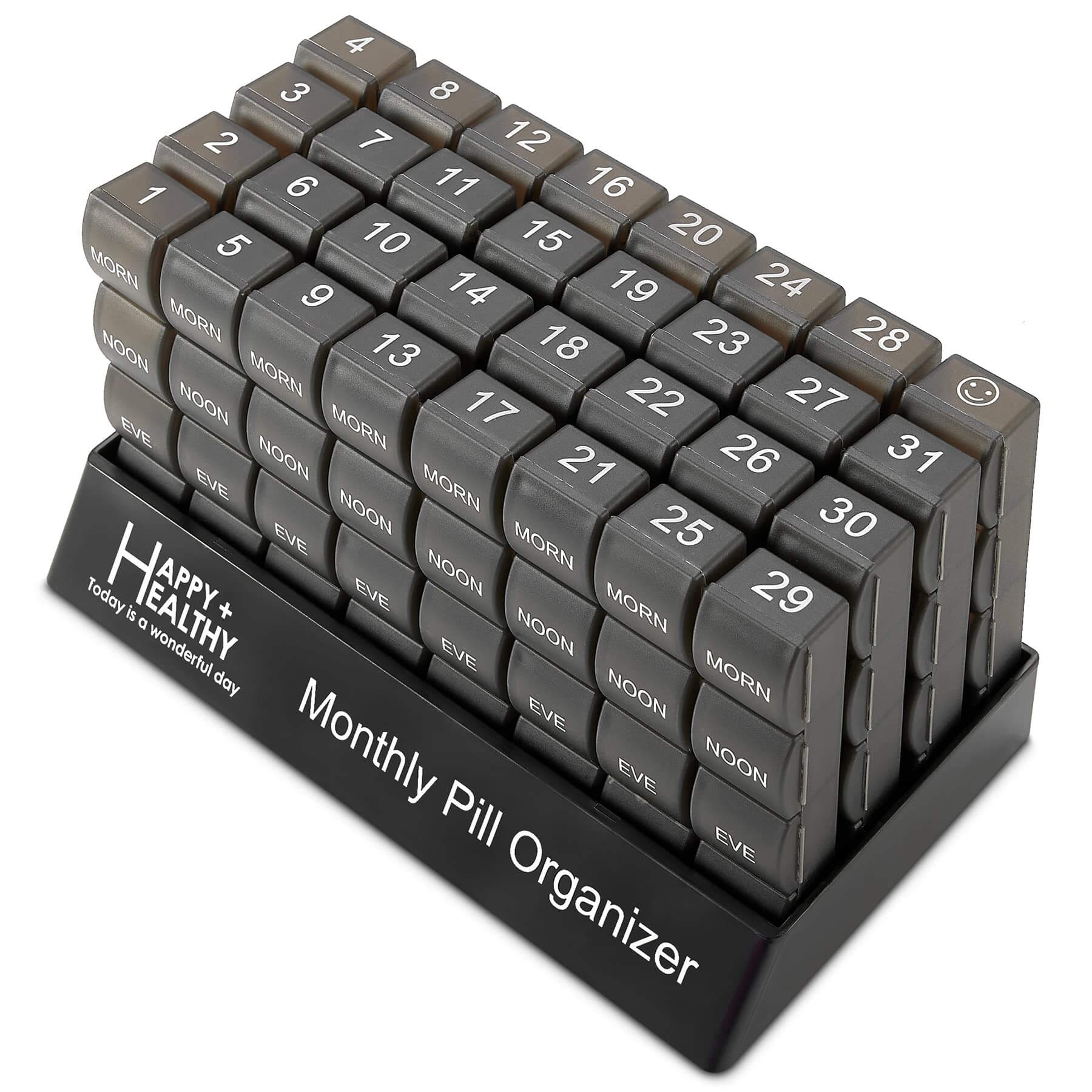Month Pill Box Organizer - 4 Times-a-Day Morning-Noon-Evening-Night - Large 32 Daily Pill Cases with Compartments for Vi