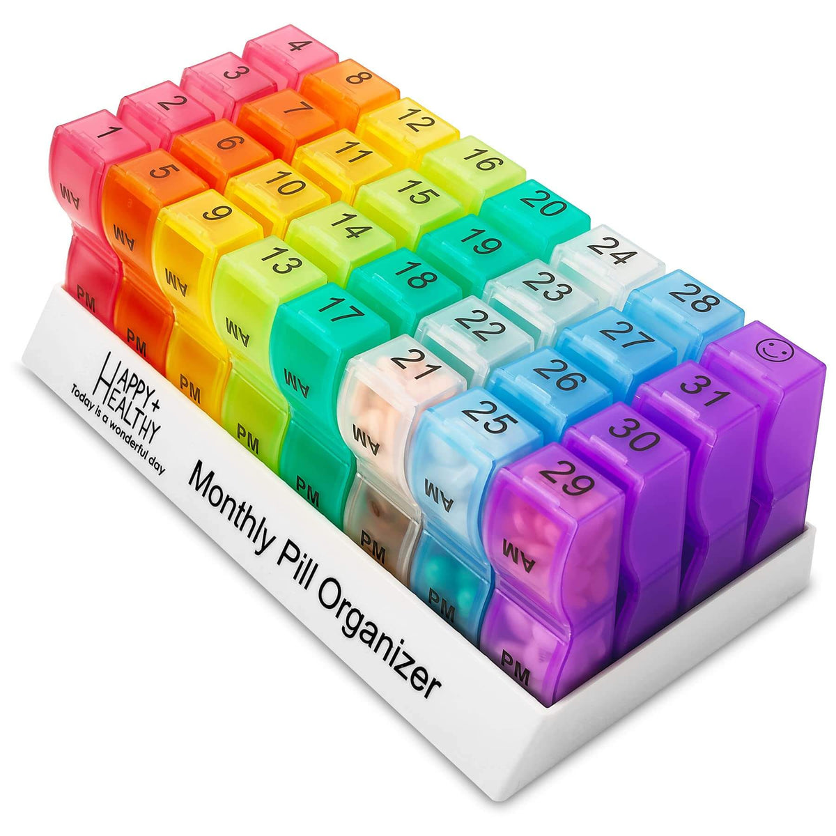 Monthly Pill Organizer - Am/Pm Daily Pill Organizer 32 Compartments for Each Day, Pill Dispenser and Dispenser Caddy tha