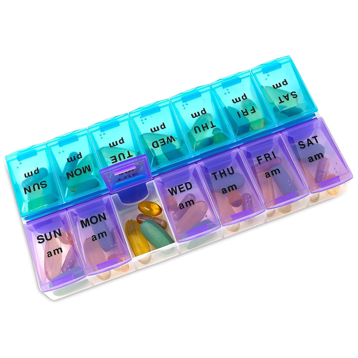 Weekly Pill Organizer, Twice-a-Day, 1 Pill Organizer Extra Large