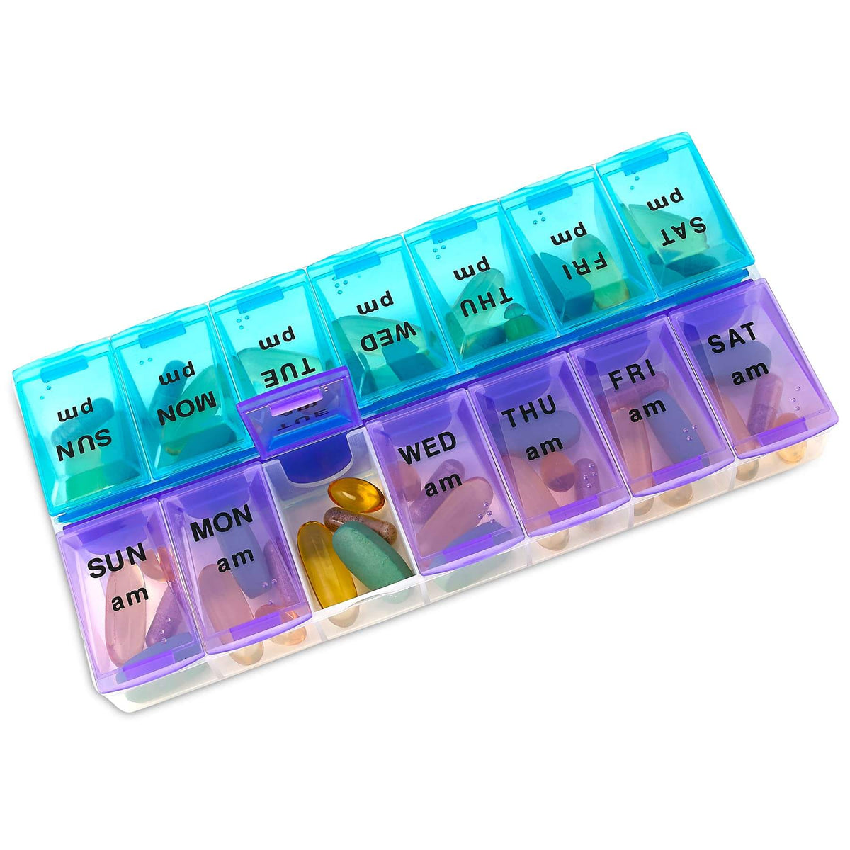 Weekly Pill Organizer, Twice-a-Day, 1 Pill Organizer