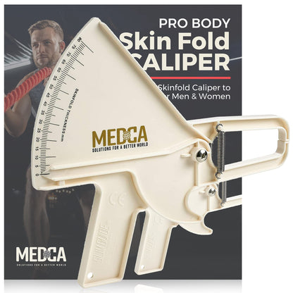 Pro Body Skin Caliper - Handheld BMI Measuring Tool - Accurate Skinfold Caliper Measures Fat for Men and Women, for Monitoring Fitness and Weight Loss Goals, Instructions and Body Fat Chart, Black