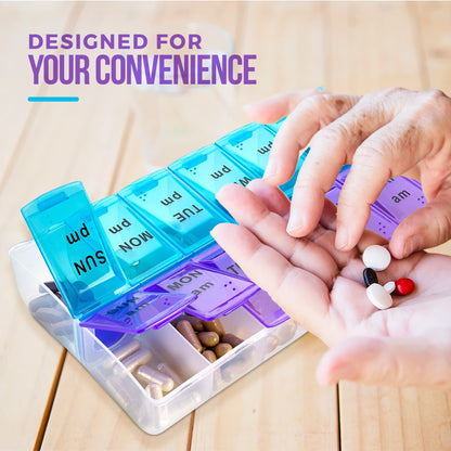 Weekly Pill Organizer, Twice-a-Day, 1 Pill Organizer Extra Large