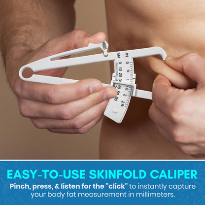 Skinfold Body Fat Caliper - Skin Fold Body Fat Analyzer and Handheld BMI Measurement Tool Skinfold Caliper Device Measures Body Fat for Men and Women by - (Pack of 2, White)