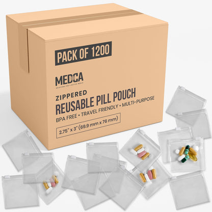 Zippered Pill Pouch Bags - 1200 Pcs, Slide Lock Clear Plastic Mini Bags, BPA-Free for Pills Vitamins, Supplements, Medic