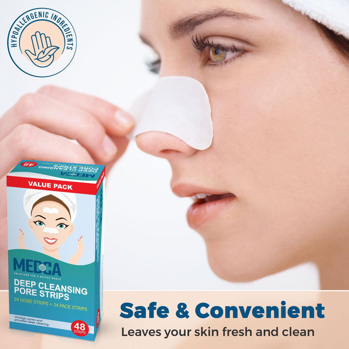 Deep Cleansing Blackhead Pore Strips - Pack of 48 Peel - Off Blackhead Remover and Pore Unclogging Strips for Nose and Face, Chin, Forehead & Healthier Looking Skin
