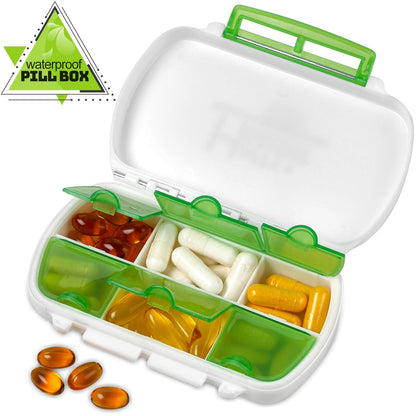 Pill Boxes- Pack of 2 Waterproof Medicine Pill Holder Cases, BPA-Free Daily Tablet Holder Storage Organizer Dispenser for Medications, Supplements, & Vitamins, Ideal for Travel by