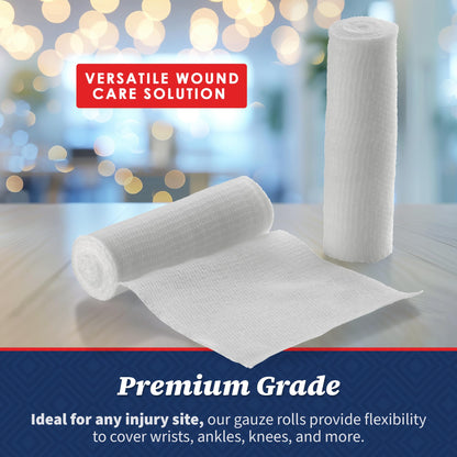 Gauze Bandage Rolls - (12 Pack) 3 in x 4.1 Yards Per Roll of Medical Grade Gauze Bandage and Stretch Bandage Wrapping for Dressing All Types of Wounds and First Aid Kit by, (3-Inch, 12 Pcs)