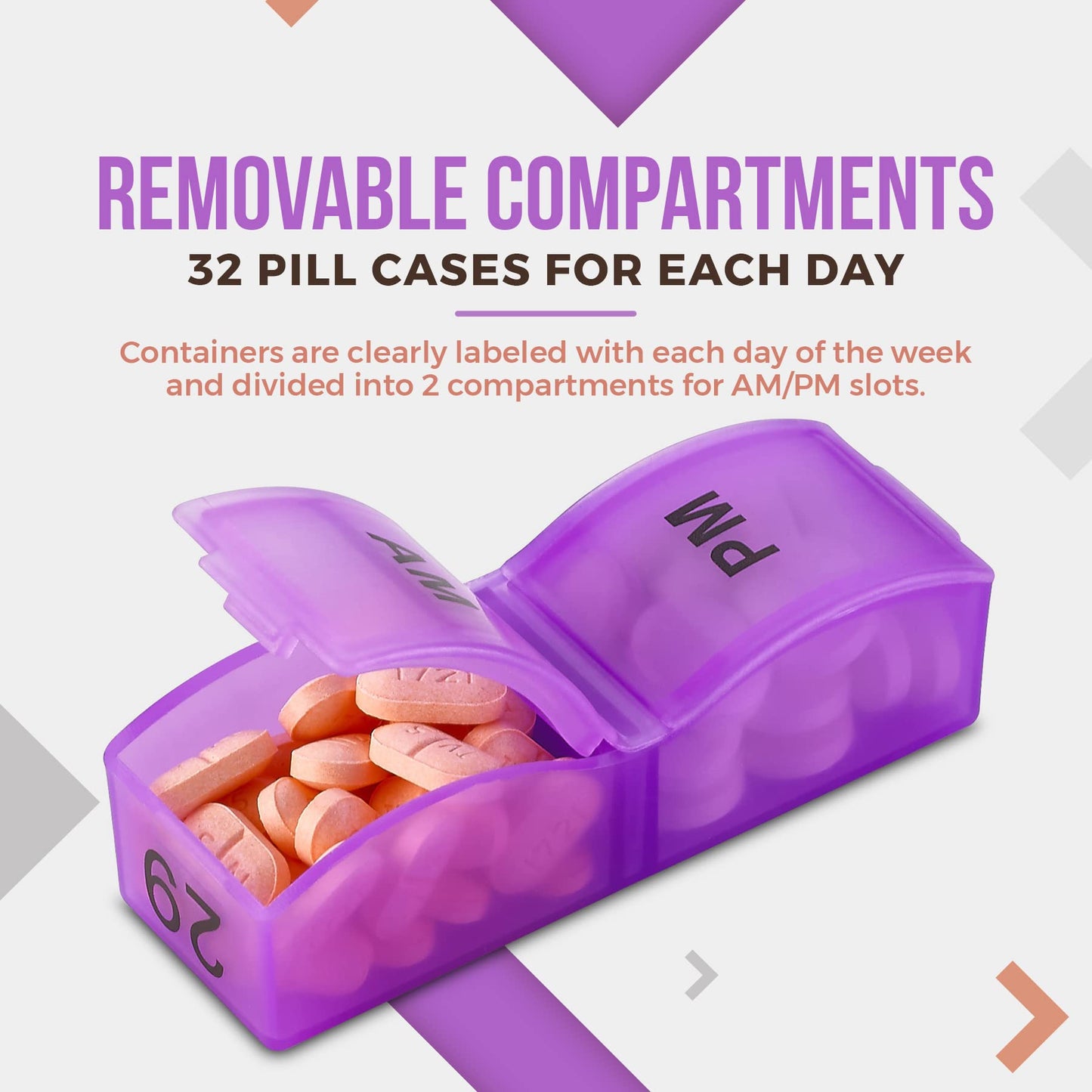 Monthly Pill Organizer - Am/Pm Daily Pill Organizer 32 Compartments for Each Day, Pill Dispenser and Dispenser Caddy that Helps You Organize Your Life, Perfect for Supplements and Medication by