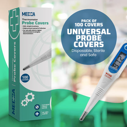Thermometer Probe Covers - Pack of 100 - Universal and Disposable Probe Cover Box for Digital Thermometer