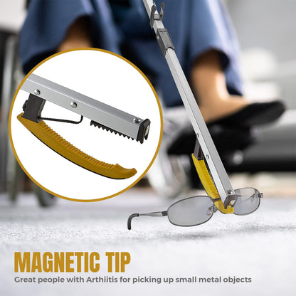 Reacher Grabber Pickup Tool - Wide Claw Arm Gripping Device with Magnetic Tip | Lightweight & Durable | Indoor and Outdoor Extender Reaching Mobility Aid | Trash Picker 26”