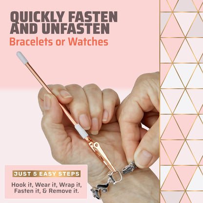 Jewelry Helper - (Pack of 2) 6" Fastening and Hooking Tool for Bracelets, Watches, Necklaces and Other Jewelry Clasps or Closures - Buddy Helps Prevent Wrist Strain for Limited Mobility and Arthritis