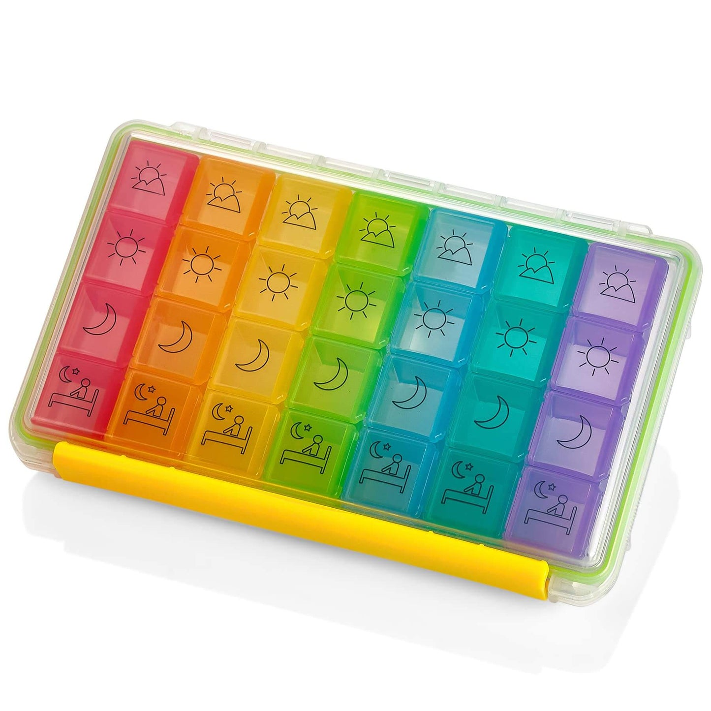 Weekly Pill Organizer - Portable 4 Times-A-Day - Water Moisture-Proof AM/PM Pill Case, Colorful 7 Day Medicine Holder Pi