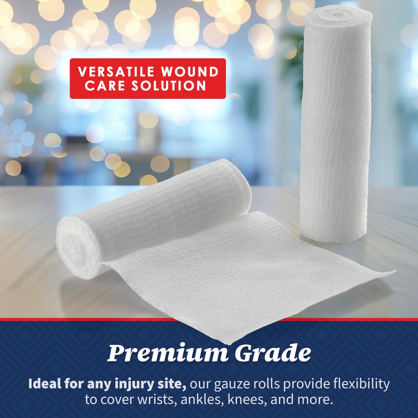 Gauze Bandage Rolls - (12 Pack) 4 in x 4.1 Yards Per Roll of Medical Grade Gauze Bandage and Stretch Bandage Wrapping for Dressing All Types of Wounds and First Aid Kit by, (4-Inch, 12 Pcs)