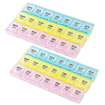 Weekly Pill Organizer - (Pack of 2) 21 Day Pill Planners for Pills Vitamins & Medication, Pill Box 3 Times-a-Day Medicat