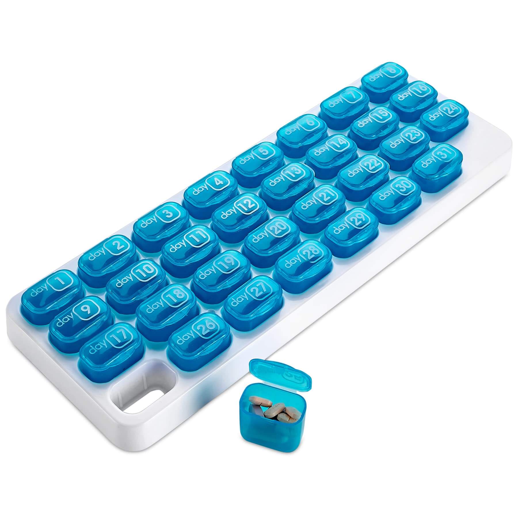 Monthly Pill Organizer - 31 Day Pill Organizer with Large Removable Medication Pods, Portable Pill Case Box and Holder f