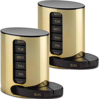 Weekly Pill Organizer - 2Pack - 4 Times-A-Day, Daily Stackable Medication Reminder - Weekly AM/PM Pill Box with 7 Indivi