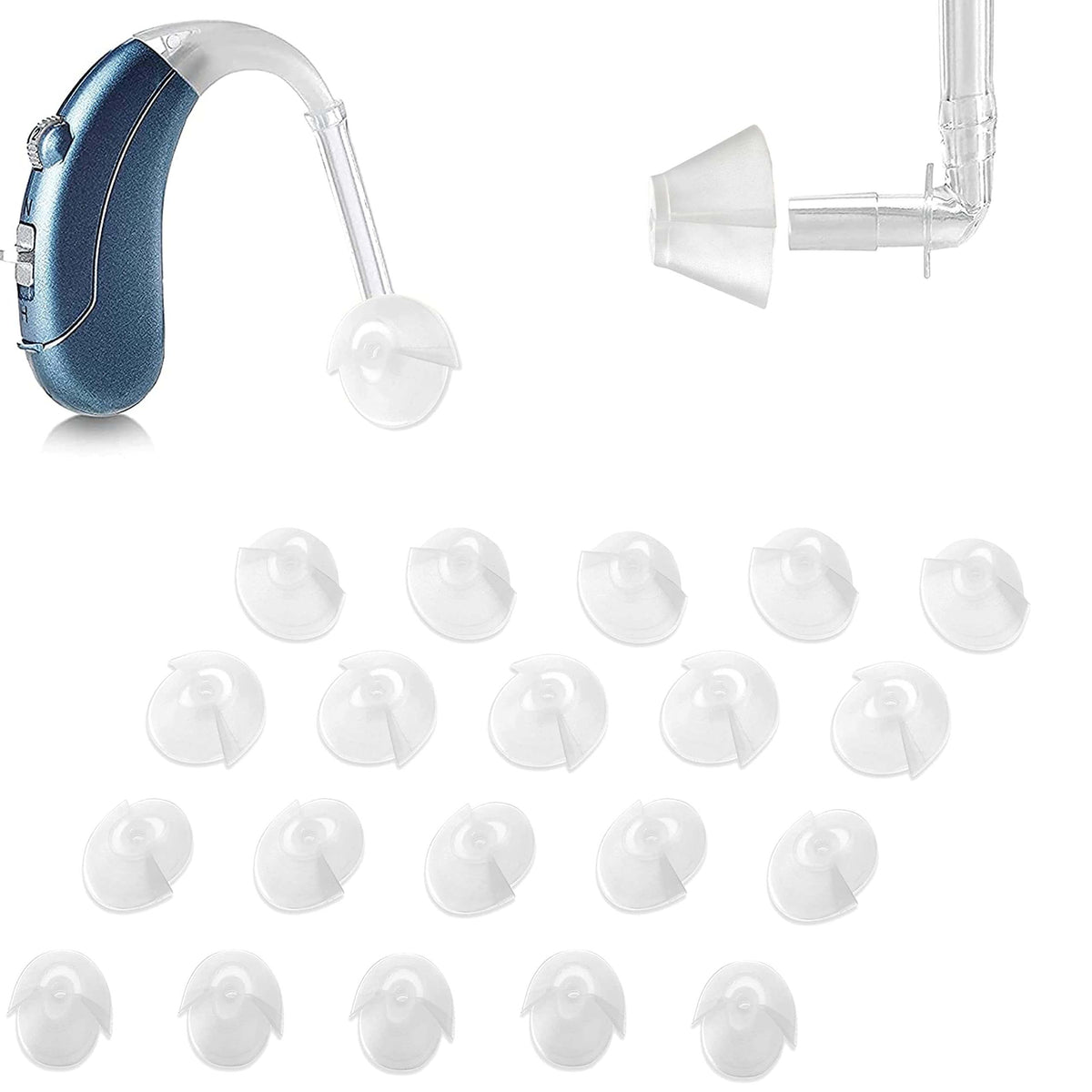 Hearing Aid Standard Receiver Tulip Domes Compatible with GN Resound Sure Fit - 20-Pcs Universal Invisible Tip Replaceme