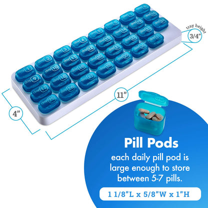 Monthly Pill Organizer - (Pack of 2) 31 Day Pill Organizer with Large Removable Medication Pods, Portable Pill Case Box and Holder for Daily Medicine and Vitamins, Great for Travel