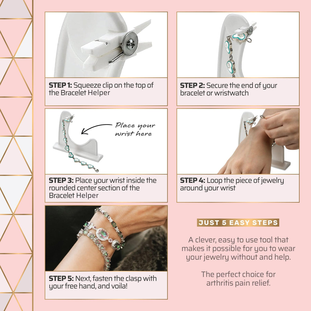 Bracelet Helper Tool to Put on Jewelry Yourself - Easy-to-Use Bracelet Clasp Helper for Costume, Fine Jewelry & Watches - Portable Jewelry Fastener Assistance Tool - Gift for Women