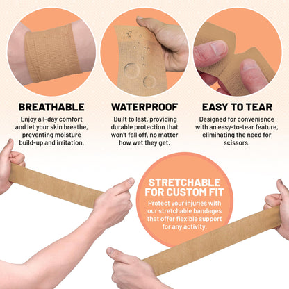 Self Adhesive Bandages - 1" x 5 Yards Per Roll - Pack of 6 Rolls, Elastic Self Adherent Cohesive Wrap First Aid Tape for Sprain Swelling and Soreness on Wrist and Ankle