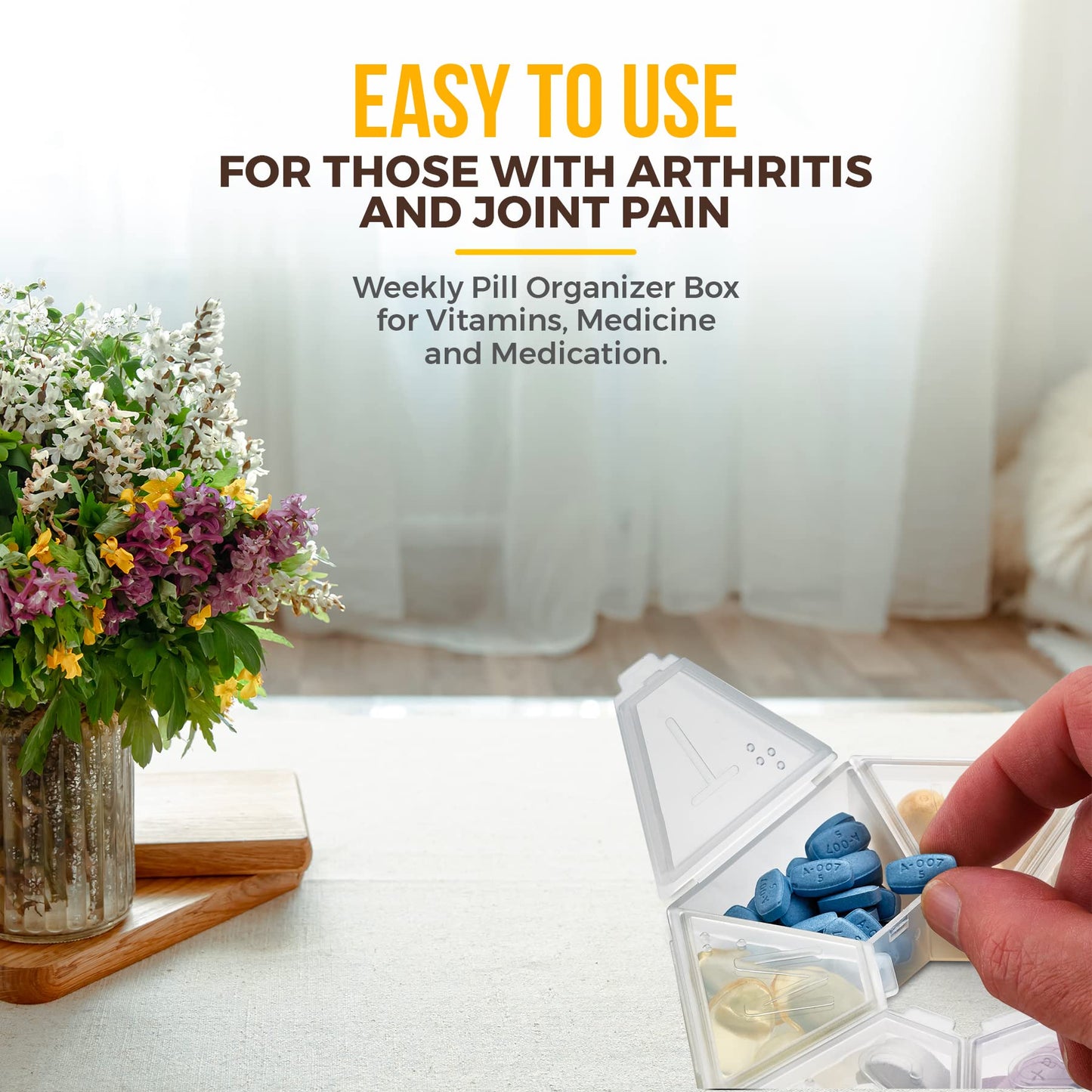 Weekly Pill Organizer Clear 7-Sided Pill Reminder, Round Shaped PACK OF 2