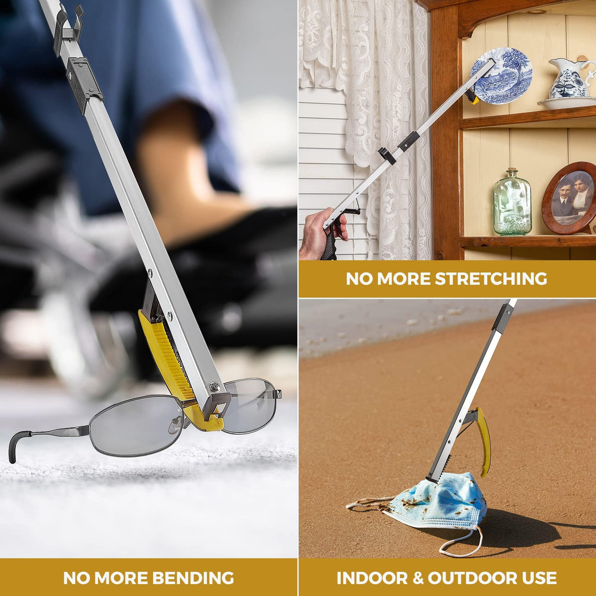 Reacher Grabber Pickup Tool - Wide Claw Arm Gripping Device with Magnetic Tip | Lightweight & Durable | Indoor and Outdoor Extender Reaching Mobility Aid | Trash Picker 26”