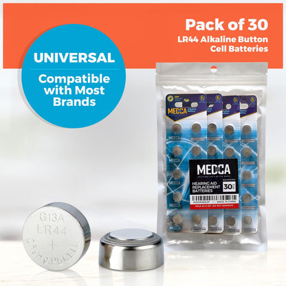 1.5V Alkaline Batteries - LR44 AG13 357 303 Battery - Button Coin Cell for Hearing Aids and Amplifiers, Toys, Remotes, Calculators, Lasers | Long Lasting Power | Anti Corrosion | 30 PCS