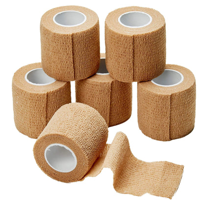 Self Adherent Cohesive Wrap Bandages 2 Inches X 5 Yards 6 Count (Skin Color)
