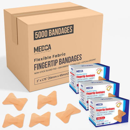 Flexible Fabric Bandages - Flex Fabric Adhesive Bandages Finger-Tip Care and to Protect Wounds from Infection - (Bulk 50