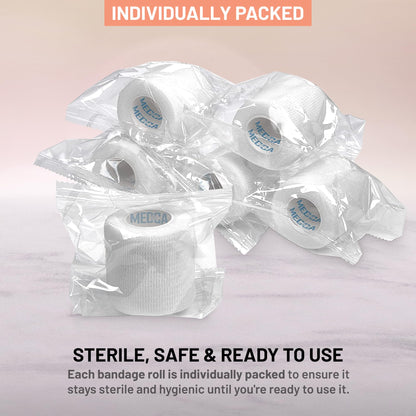6 Pack, Self Adherent Cohesive Tape - 2” x 5 Yards, Self Adhesive Bandage Rolls & Sports Athletic Wrap for Ankle, Wrist, Knee Sprains and Swelling, Vet Wraps in White Color