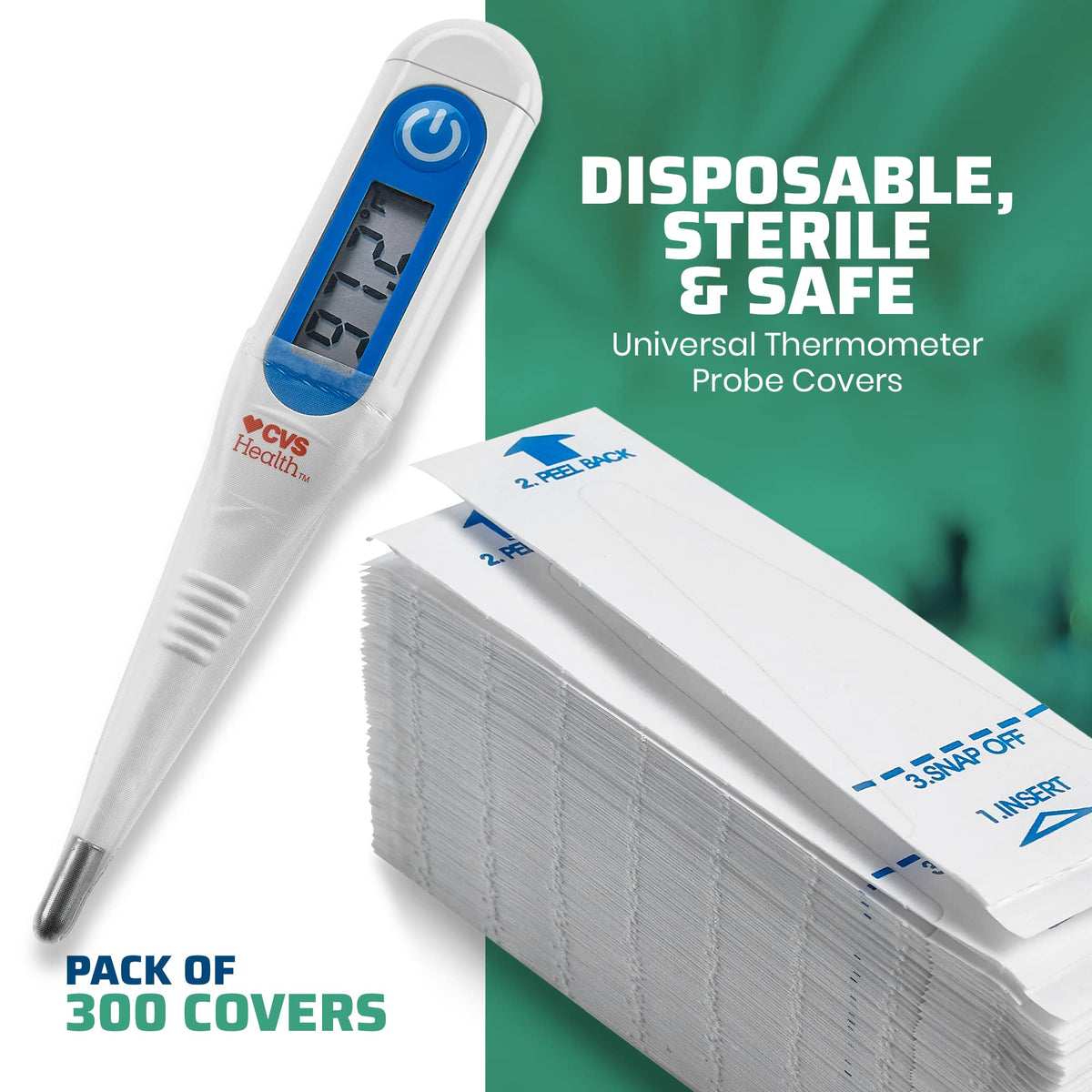 Thermometer Probe Covers - Pack of 300 - Universal and Disposable Probe Cover Box for Digital Thermometer for Accurate Sanitary Oral, Rectal and Underarm Digital and Glass Thermometers Reading