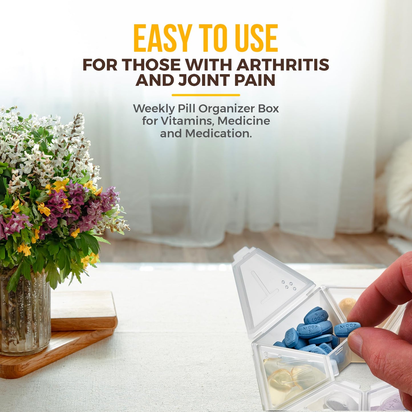 Weekly Pill Organizer Clear 7-Sided Pill Reminder, Hexagon Shaped