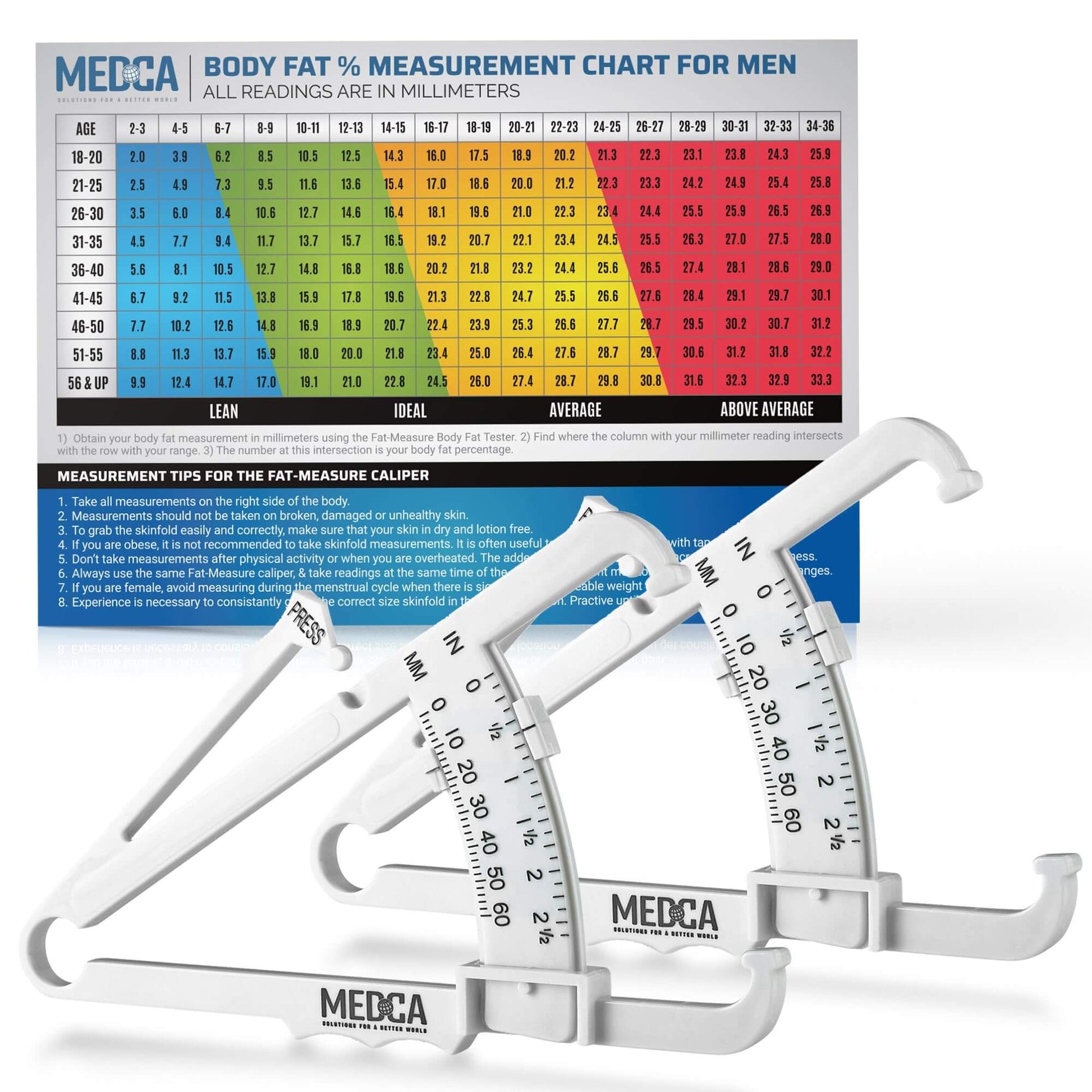 Skinfold Body Fat Caliper - Skin Fold Body Fat Analyzer and Handheld BMI Measurement Tool Skinfold Caliper Device Measur