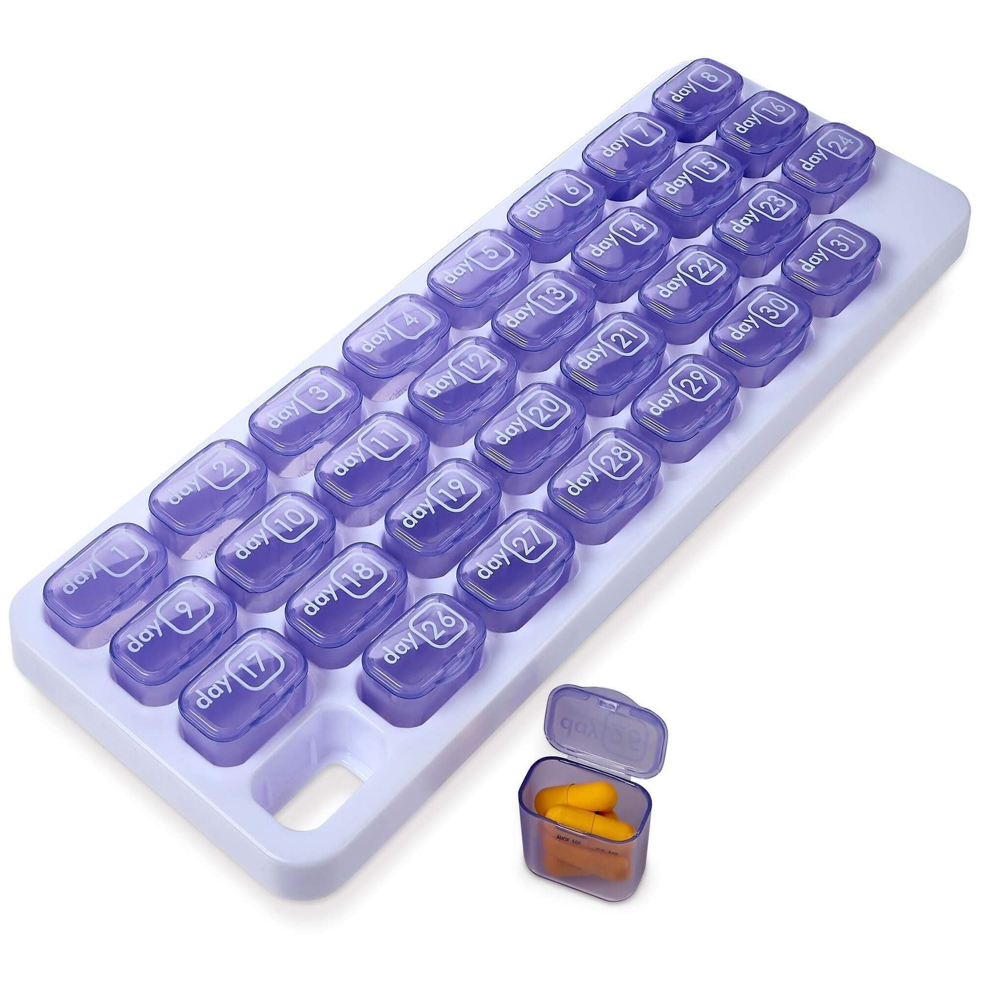 Monthly Pill Organizer - 31 Day Pill Organizer with Large Removable Medication Pods, Portable Pill Case Box and Holder f