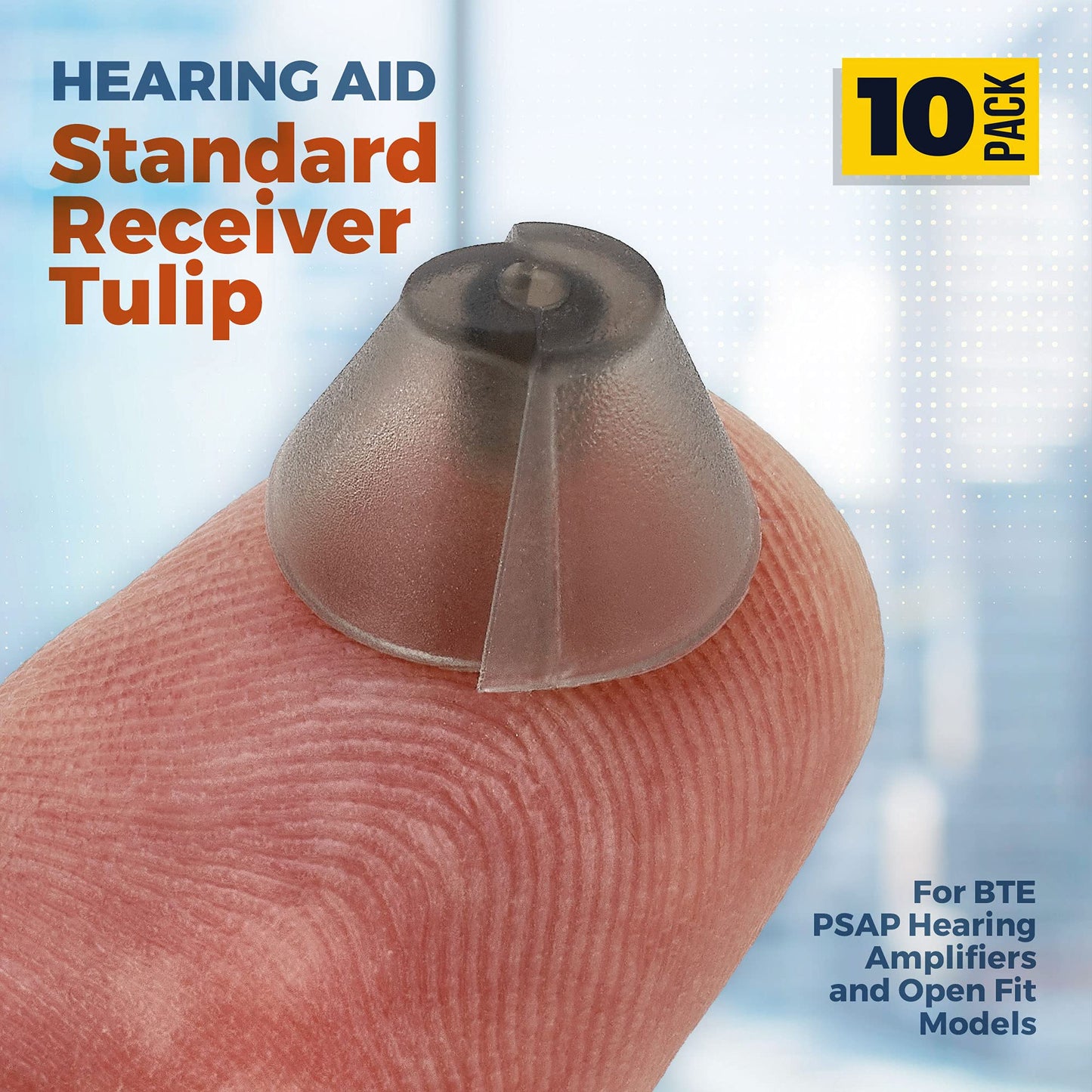 Hearing Aid Standard Receiver Tulip Domes Compatible with GN Resound Sure Fit - Universal Invisible Tip Replacement Ear Domes for BTE PSAP Hearing Amplifiers and Open Fit Models (10)