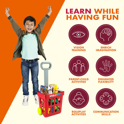 Creative Time Kids Supermarket Super Fun Playset With Shopping Cart