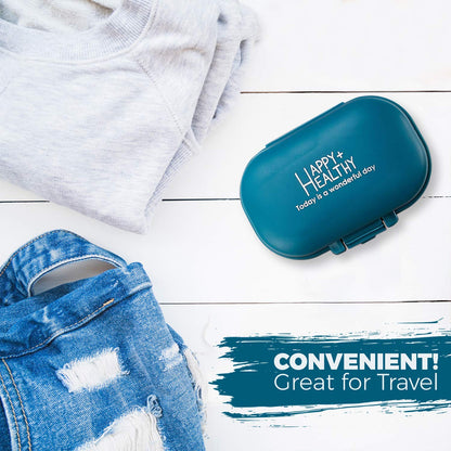 Daily Pill Organizer - (Pack of 2) Small AM PM Pill Organizer - Cute 4 Compartment Pill Organizer 2 Times a Day Case Box