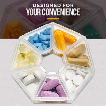 Weekly Pill Organizer Clear 7-Sided Pill Reminder, Hexagon Shaped