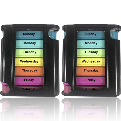 Stackable Daily Pill Organizer - 2 Pack, 4 Times a Day Weekly Medication Reminder - Premium Weekly AM/PM Pill Box with 7