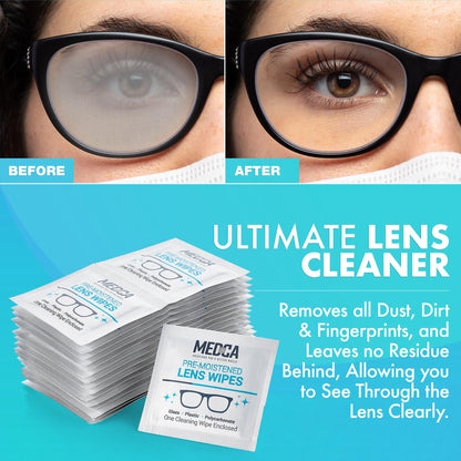 Lens Cleaning Wipes - [210 Pack] Pre Moistened Cleansing Cloths and Individually Wrapped Eyeglass Cleaner Wipe Pads for Phones, Tablet Screens