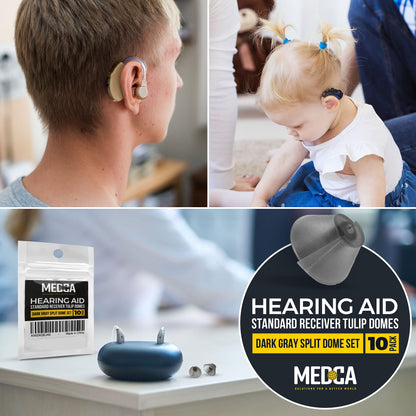 Hearing Aid Standard Receiver Tulip Domes Compatible with GN Resound Sure Fit - Universal Invisible Tip Replacement Ear Domes for BTE PSAP Hearing Amplifiers and Open Fit Models (10)