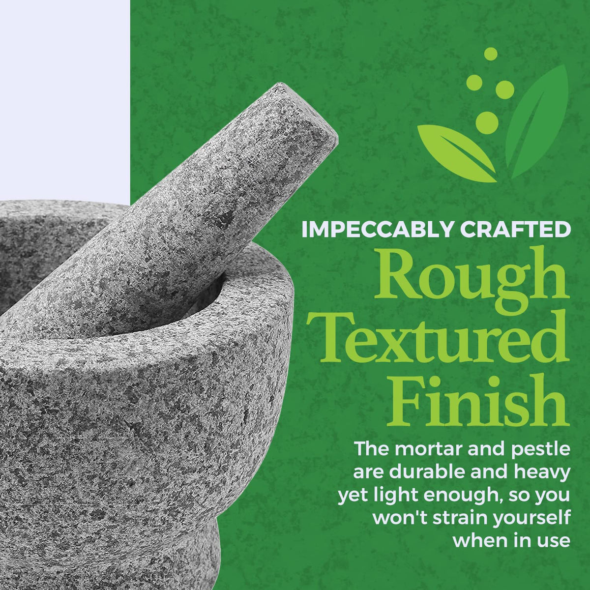 Granite Pill Crusher Set - Easy Grip Non-Slip Stone Muddler & Deep Bowl with Silicone Lid - Mortar and Pestle Grinder for Pills, Tablets, Vitamins and More